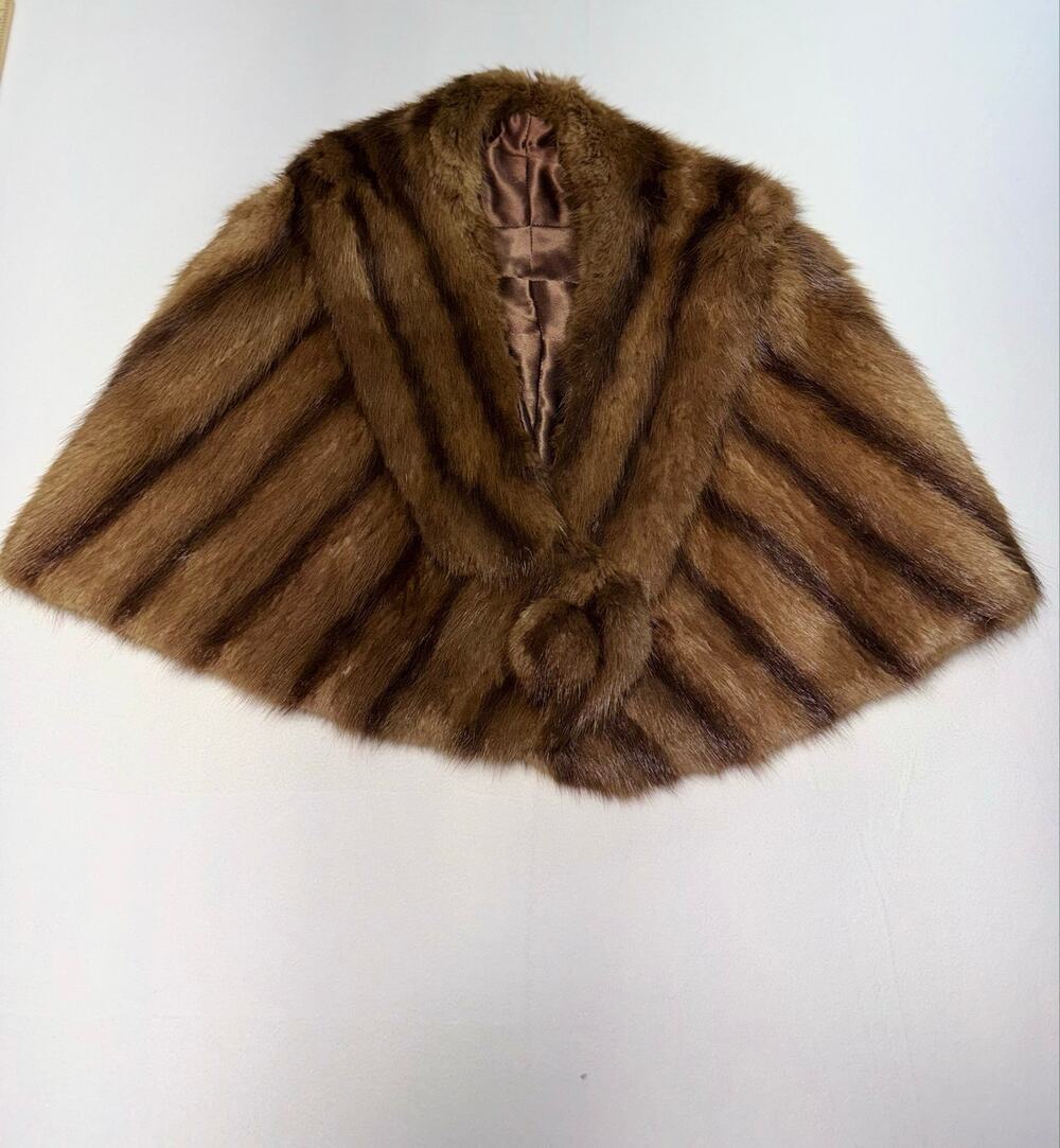 Vintage wedding real mink cape shawl mob wife old Hollywood glam gothic